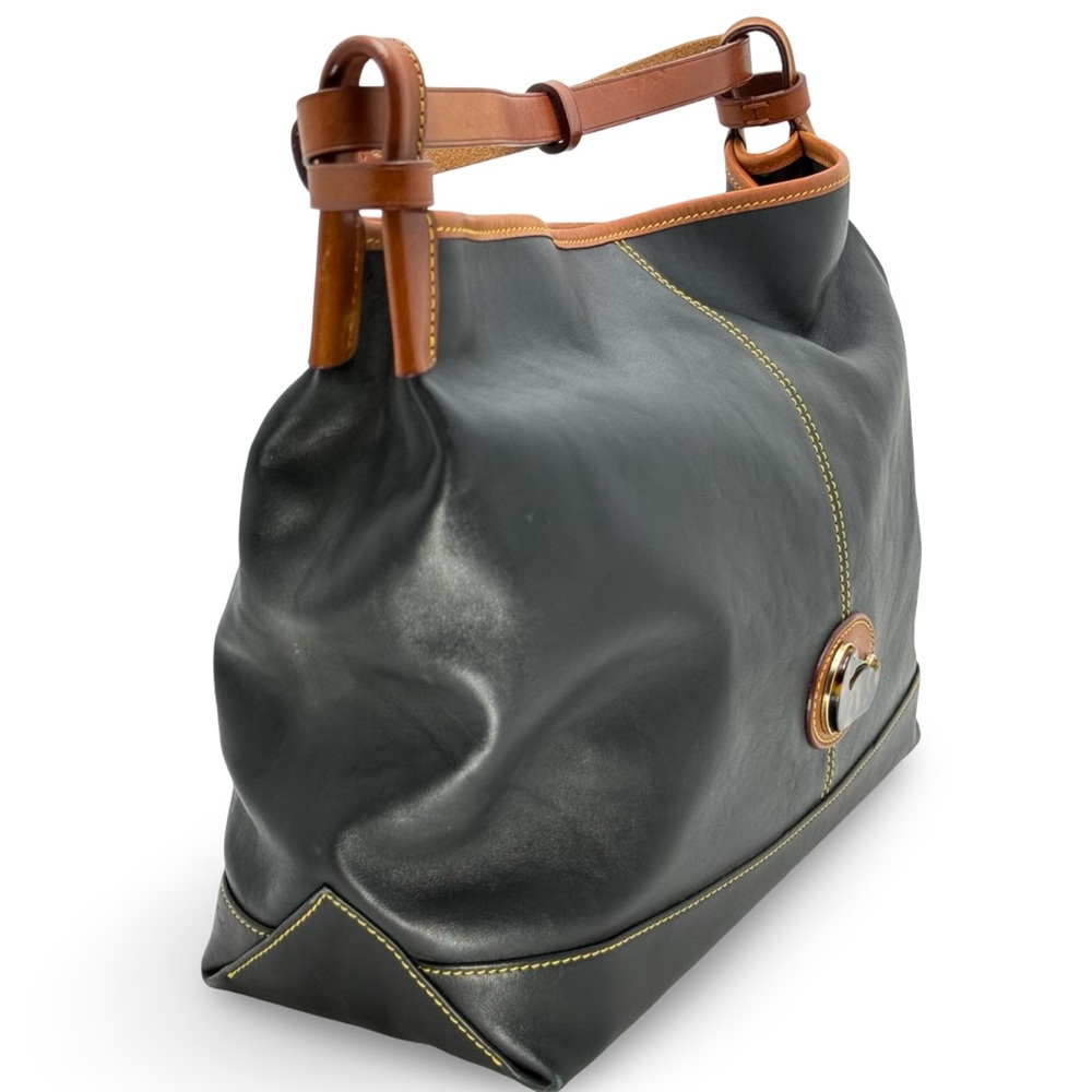 Vintage Dooney & Bourke Smooth Leather Hobo Bag w/ Tortoise Duck Medallion - Picture 11 of 13